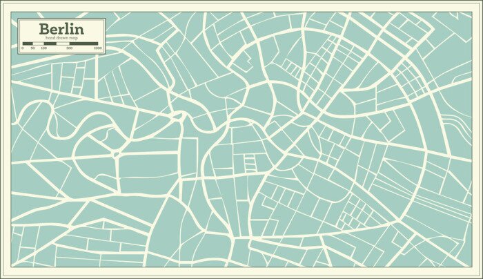 Sticker Berlijn Duitsland Kaart in Retro Style.