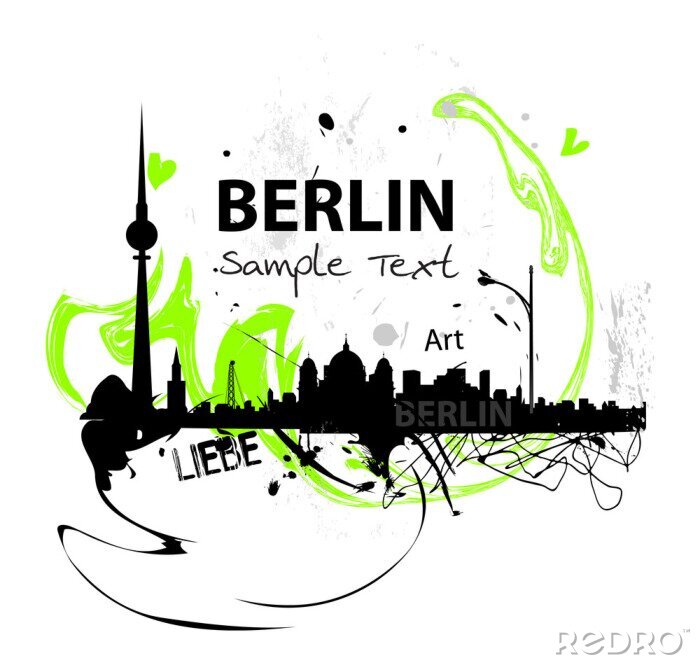 Sticker Berlijn skyline abstract