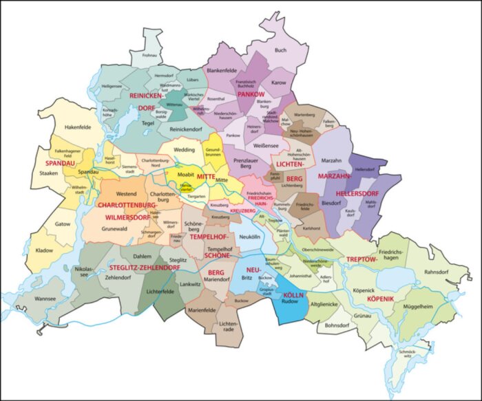 Sticker Berlijn Verwaltungsgliederung Bezirke Ortseile