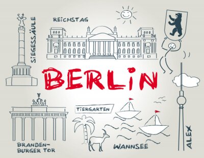 Sticker Berlijn, Wahrzeichen, illustratie
