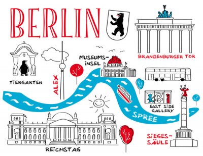 Sticker Berlijn, Wahrzeichen und Sehenswürdigkeiten