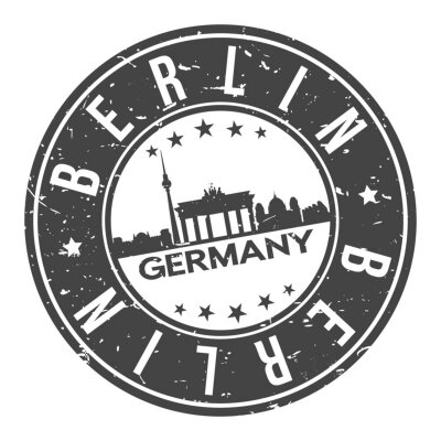 Sticker Berlin Germany Europa Stamp. Logo Icon Symbol Design Skyline City Vector.