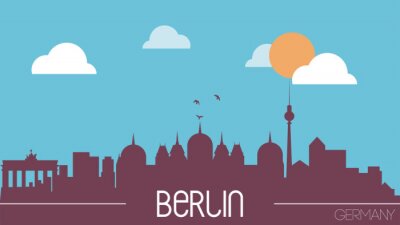 Sticker Berlin Germany skyline silhouette flat design vector