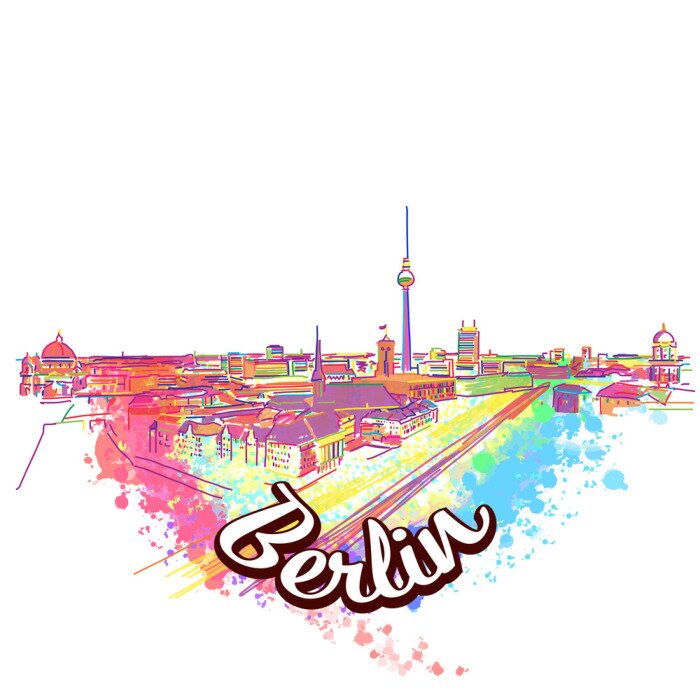 Sticker Berlin Skyline Drawing Art Concept