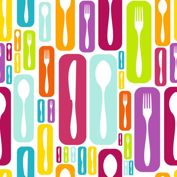 Sticker Bestek op neonachtergronden