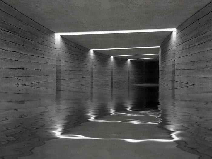 Sticker Betonnen tunnel met water