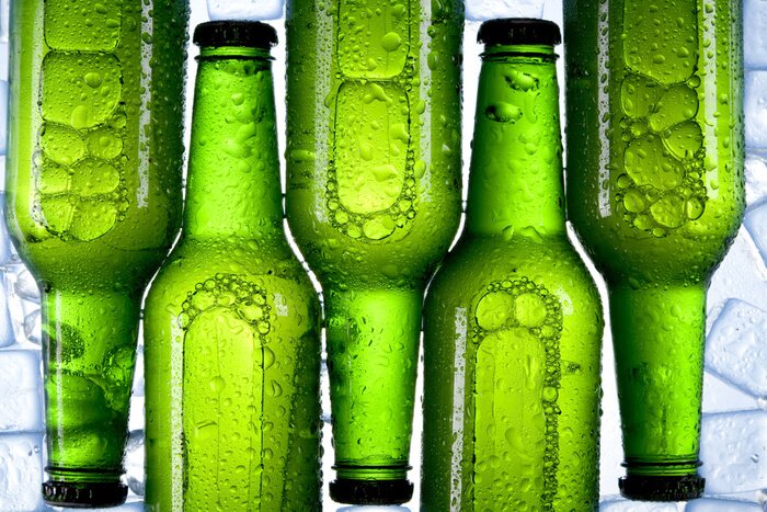 Sticker Bevroren groene bierflessen