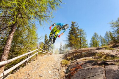 biker mtb in afdaling