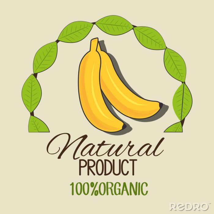 Sticker Biologische bananen eenvoudige promotionele afbeelding