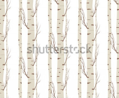 Sticker birch tree seamless pattern