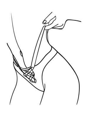Sticker Black line silhouettes of female body in underwear. - Vector illustration