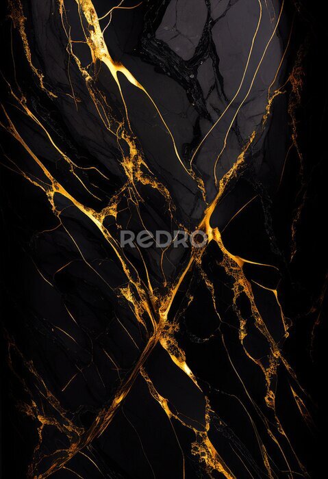 Sticker Black marble with gold veins