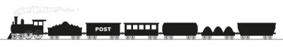 Sticker black silhouette of a locomotive with six different wagons