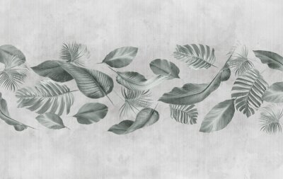 Bladeren op een betonnen muur