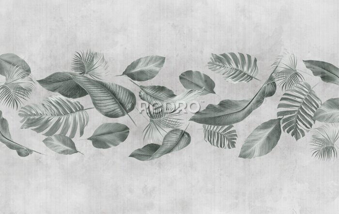 Sticker Bladeren op een betonnen muur