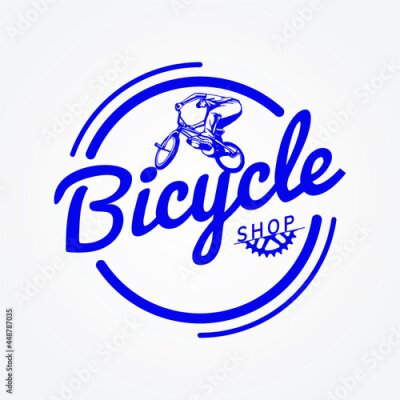 Sticker Blauw fietsenwinkel symbool
