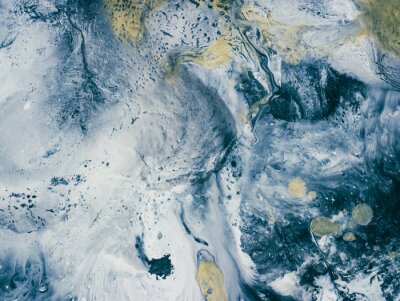 Blauw-geel vloeiend marmer