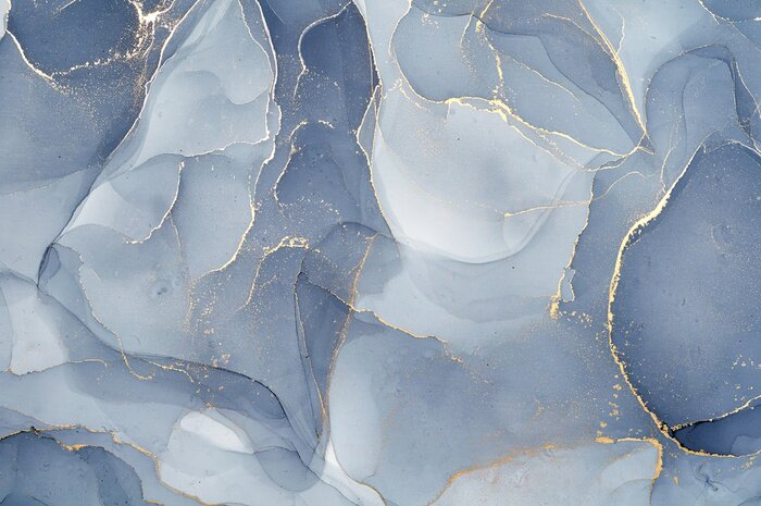 Sticker Blauw marmer met imitatiegoud