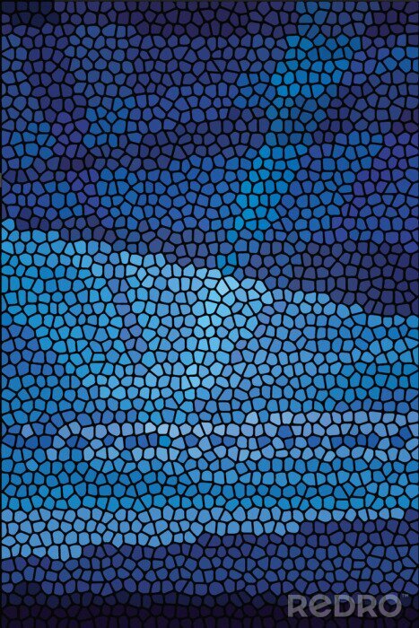 Sticker Blauw monochroom mozaïek