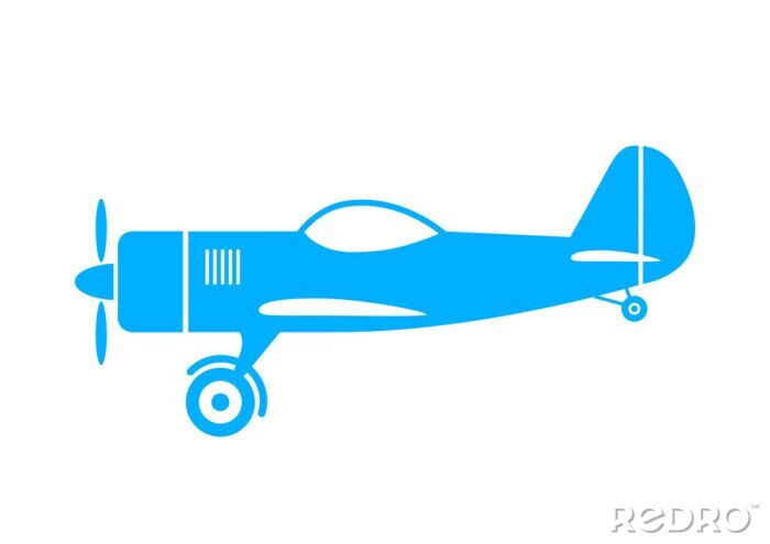 Sticker Blauw vliegtuig pictogram op witte achtergrond