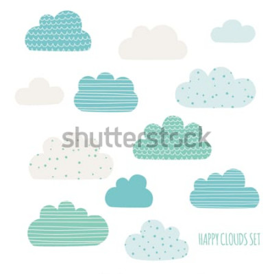 Sticker Blauw-witte wolken met verschillende patronen