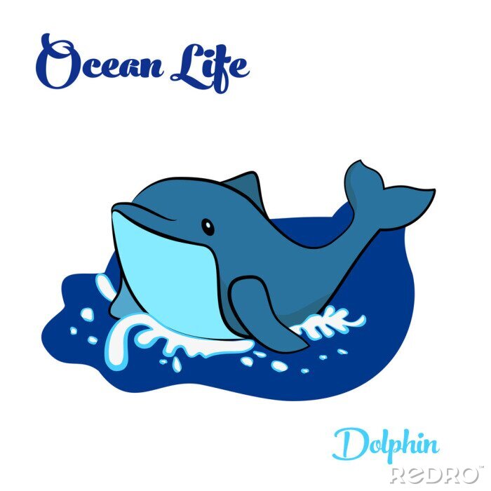 Sticker Blauwe dolfijn in de oceaan