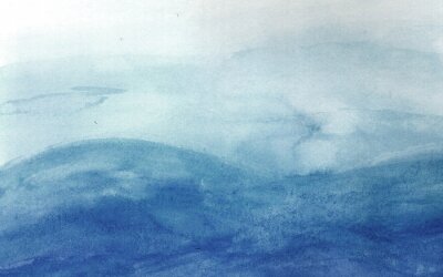 Sticker Blauwe golven in aquarel