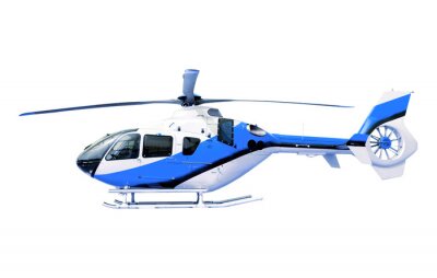 Sticker blauwe helikopter geïsoleerd wit