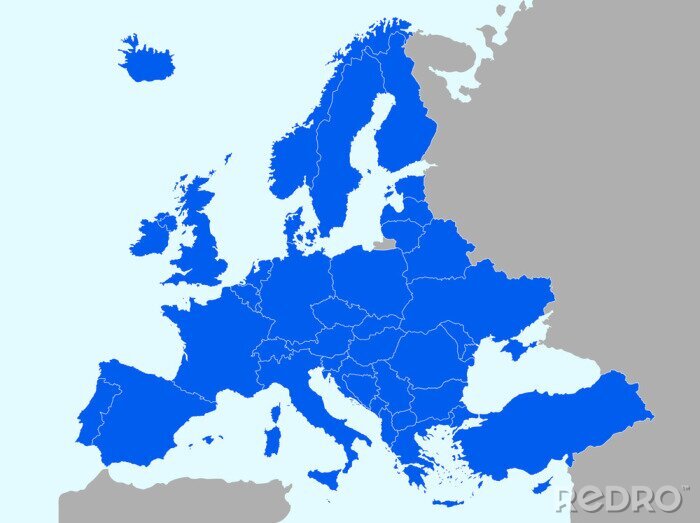Sticker Blauwe kaart van Europa