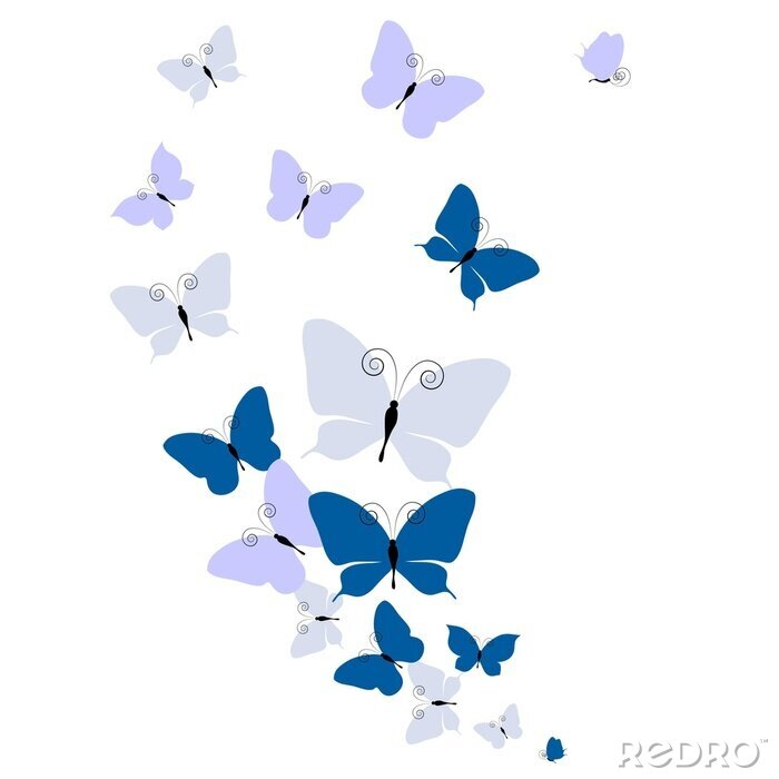 Sticker Blauwe-paarse vlinders