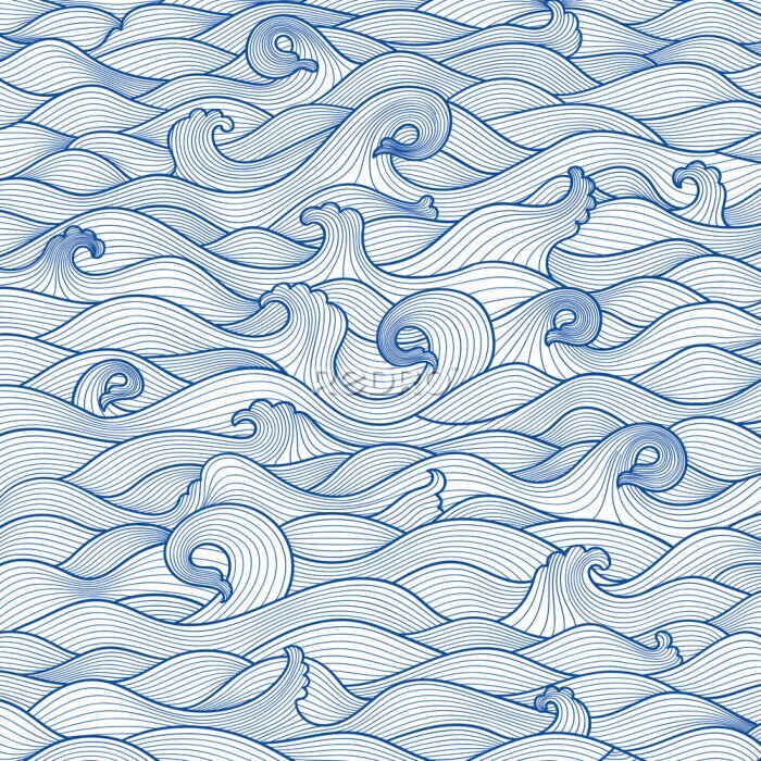 Sticker Blauwe zee golven