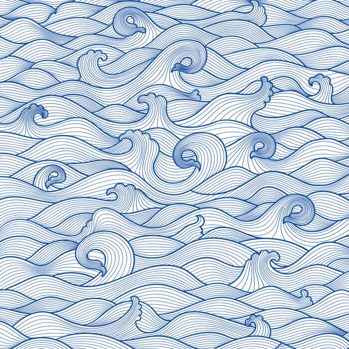 Sticker Blauwe zee golven