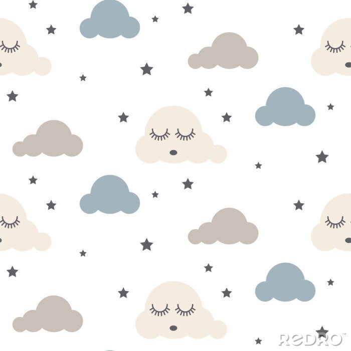 Sticker Blauwgrijze slapende wolken