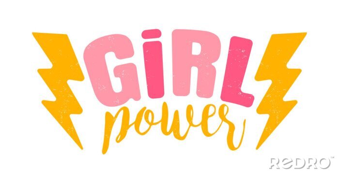 Sticker Bliksemschichten en de inscriptie girl power