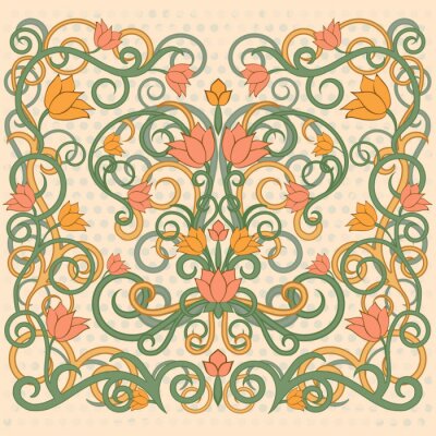 Sticker Bloemen artistiek patroon