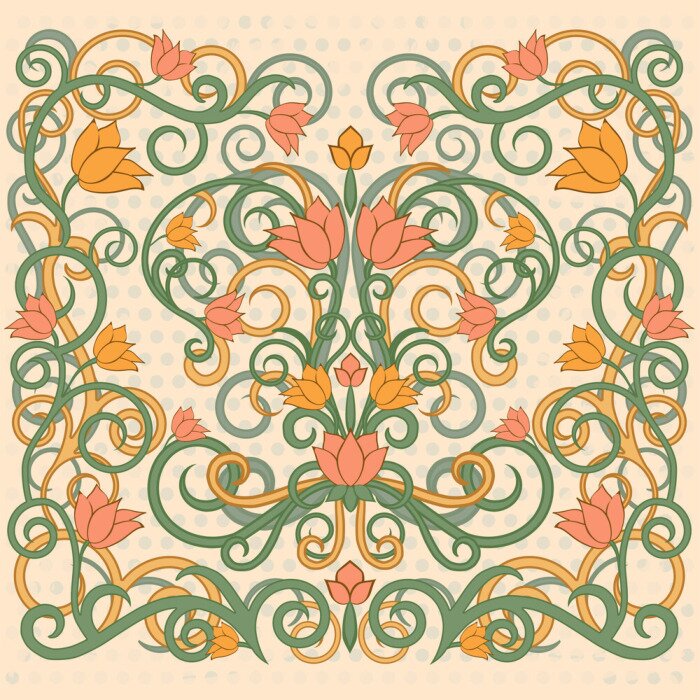 Sticker Bloemen artistiek patroon