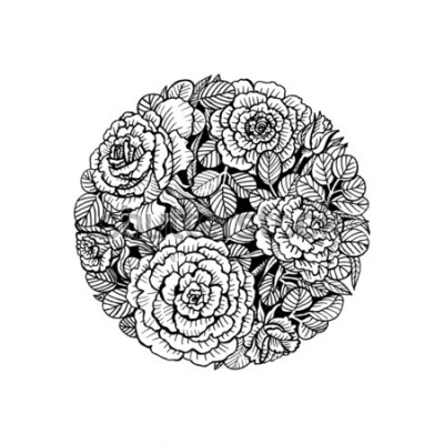 Sticker Bloemen gerangschikt in een cirkel