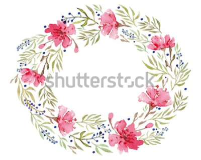 Sticker Bloemen gerangschikt in een krans