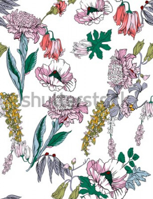Sticker Bloemen in botanische stijl