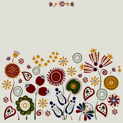 Sticker Bloemen in volkse stijl