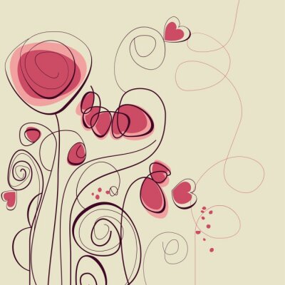 Sticker Bloemen op een decoratieve compositie