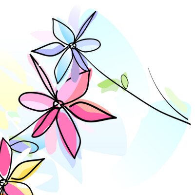 Sticker Bloemen op een minimalistische illustratie
