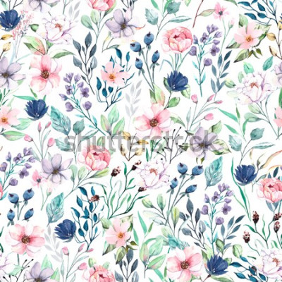 Sticker Bloemen op een romantisch patroon