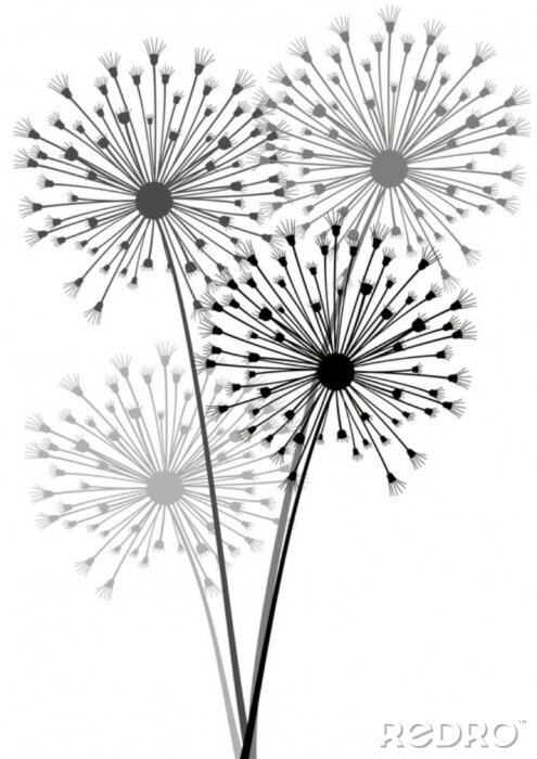 Sticker Bloemen op een zwart-wit afbeelding