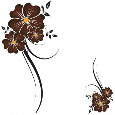 Sticker Bloemen van bruine kleur