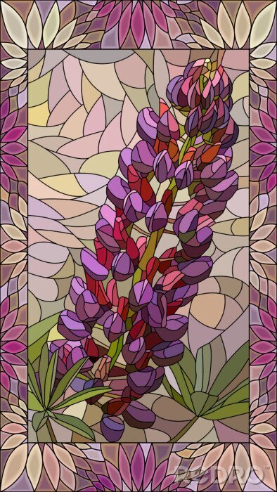 Sticker Bloemenmozaïek in paarse kleuren
