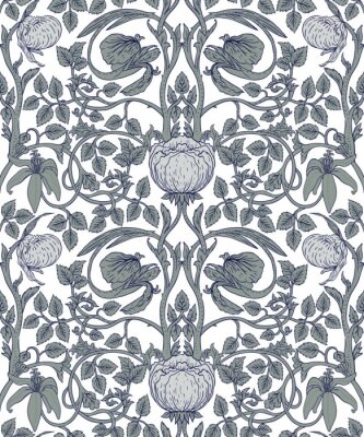 Sticker Bloemenornament in vintage esthetiek