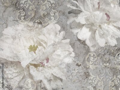 Bloemenornament op een betonnen achtergrond