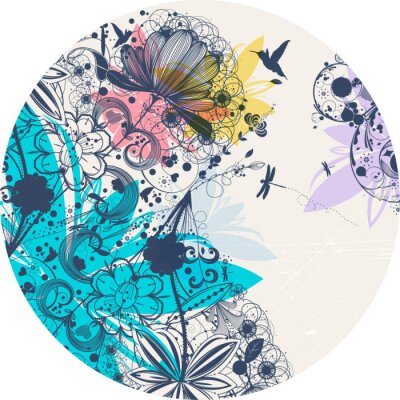 Sticker Bloemenpatroon in een cirkel