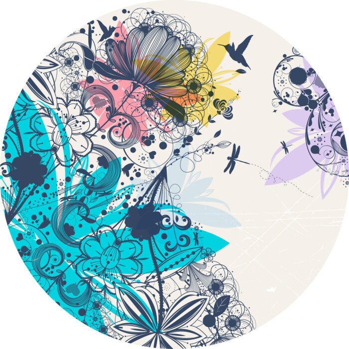 Sticker Bloemenpatroon in een cirkel